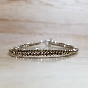 Double Row Antiqued Gold Hematite Faceted Bracelet